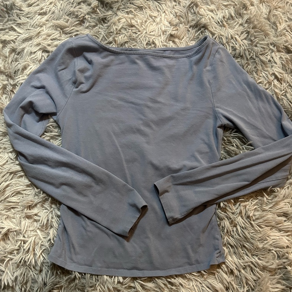 Madden Girl Long Sleeve Boatneck Top in Dusty Gray